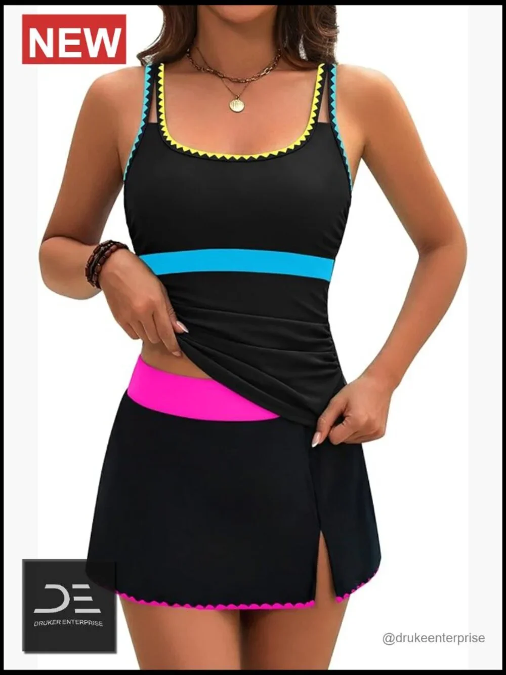 Women's Tankini Swimsuits Tummy Control Two Piece Bathing Suit Modest Swim